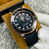 Stylish Black Watch With Rose Gold Base | Role-X Yach Master 41 mm Dial