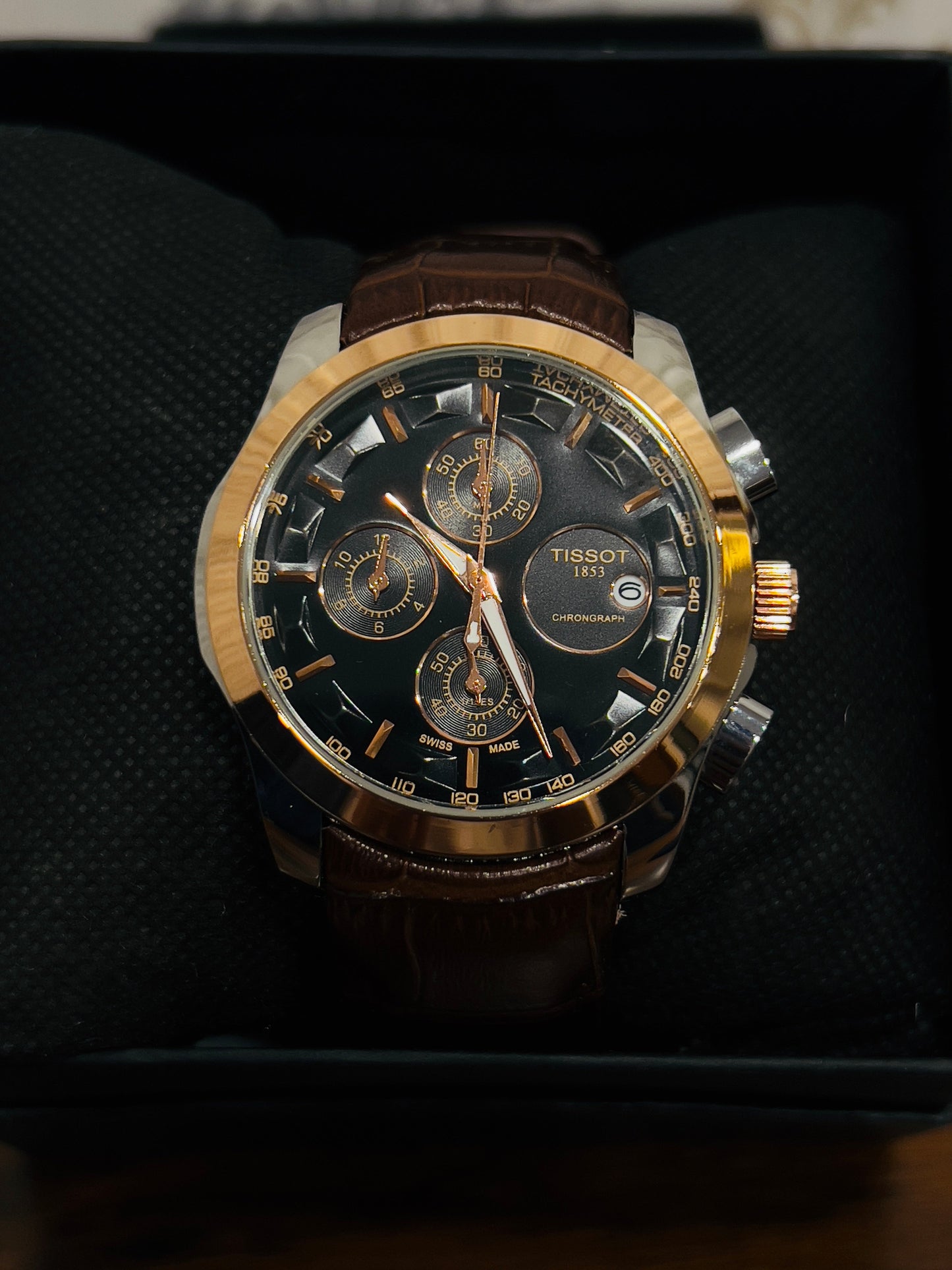 TIS 1853 Black Chrono Brown Belt