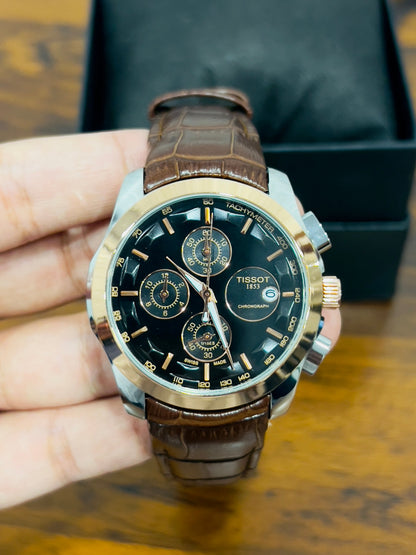 TIS 1853 Black Chrono Brown Belt