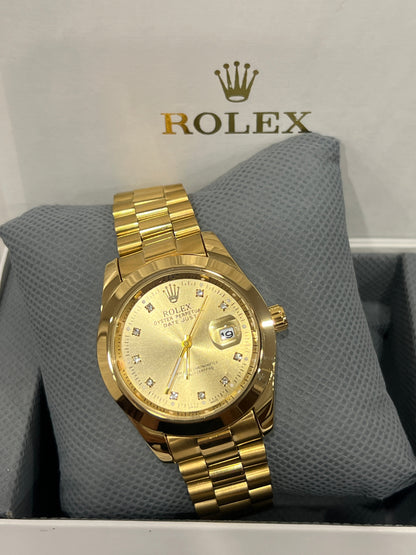 RLX Oyster Perpetual Gold Dial Gold Chain