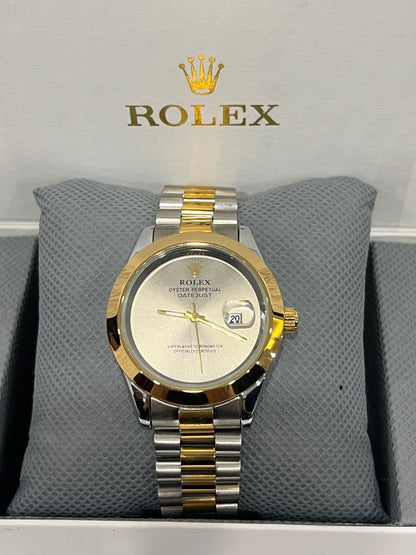 RLX Oyster Perpetual Light Gold Dial Silver & Gold Chain