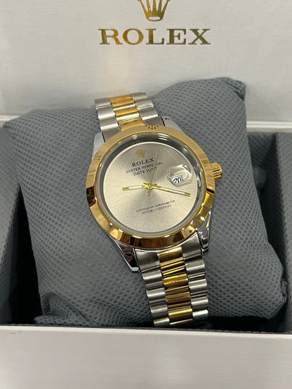 RLX Oyster Perpetual Light Gold Dial Silver & Gold Chain