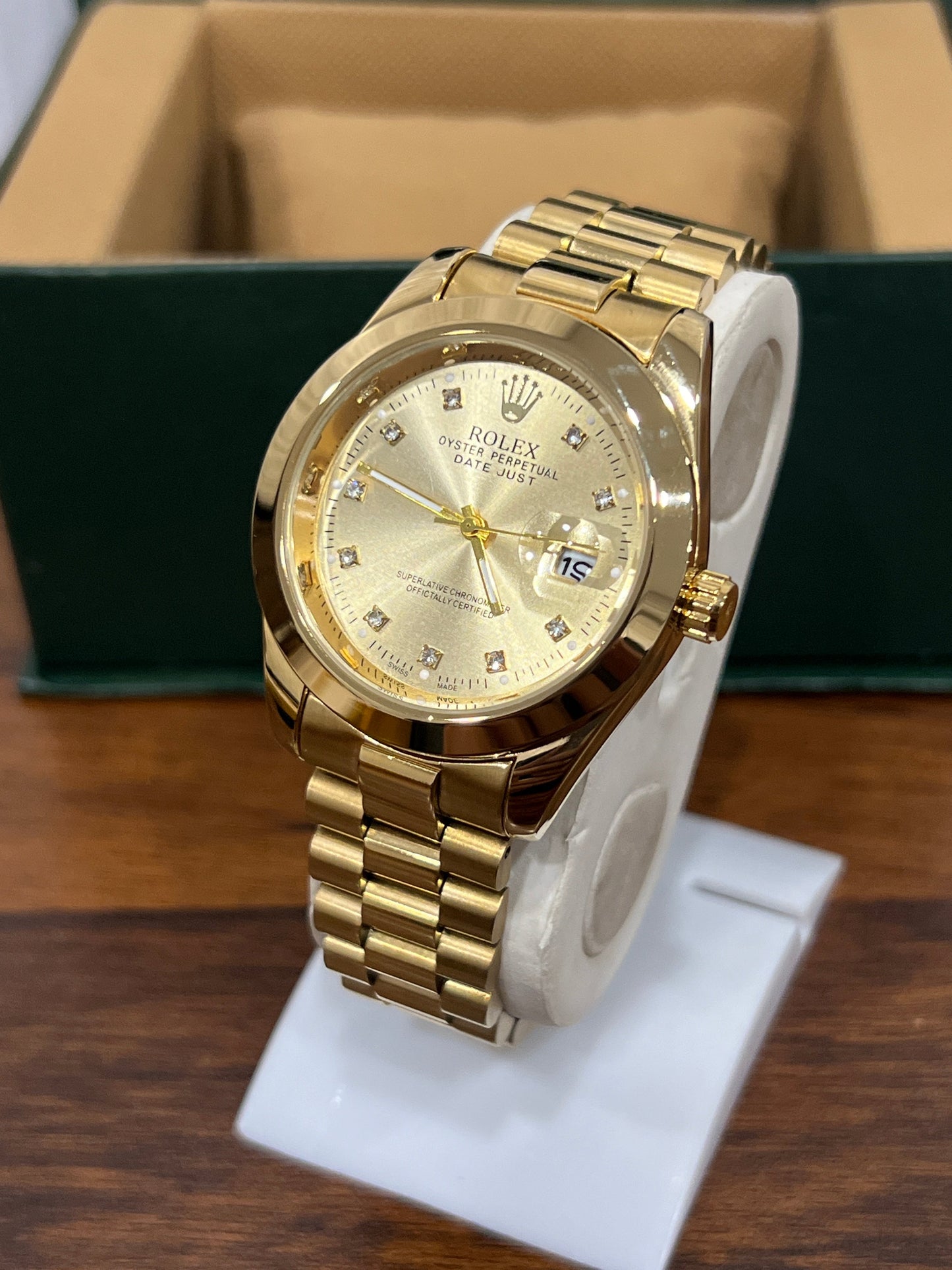 RLX Oyster Perpetual Gold Dial Gold Chain