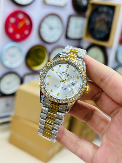 Diamond studded Date Watch | Two Tone