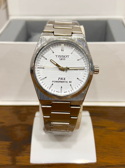 TIS PRX Pattern White Dial Silver Chain